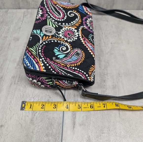 Vera Bradley Turnlock Bandana Swirl Black Paisley Multicolor Petite Crossbody - Picture 5 of 12